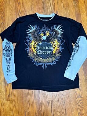 VintageAmerican Chopper/ Free Thermal Eagle Graphic Long Sleeve 2XL
